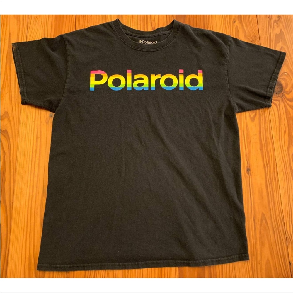 Polaroid T-Shirt Adult Size Medium Black Tee Multicolor Polaroid Logo Graphic